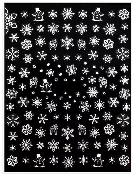 JUSTNAILS Sticker weiß Winter Schneeflocken 030