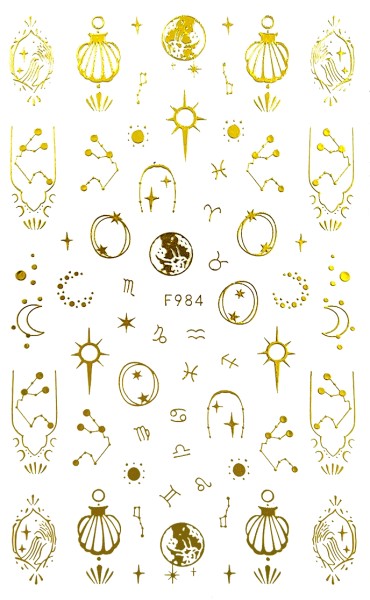 JUSTNAILS Sticker Moon Zodiac 984 Gold