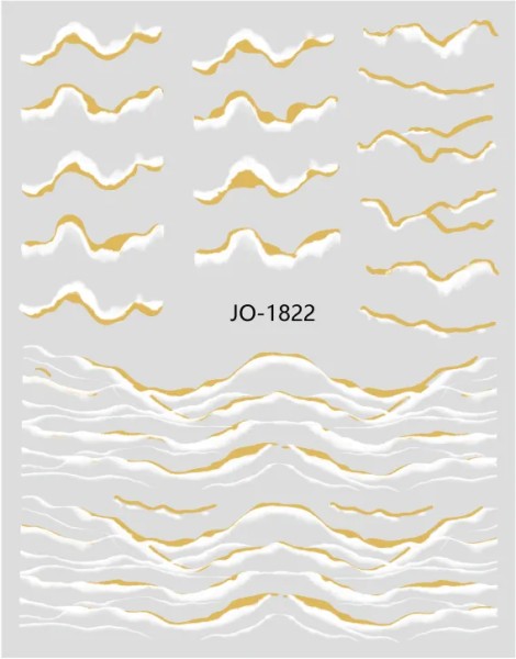 JUSTNAILS Sticker Wellen Waves Gold white 1822