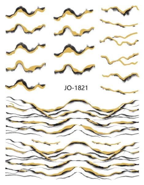JUSTNAILS Sticker Wellen Waves Gold black 1821